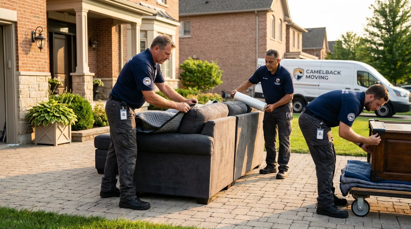 Large estate moving crew wrapping furniture in Marseilles, IL
